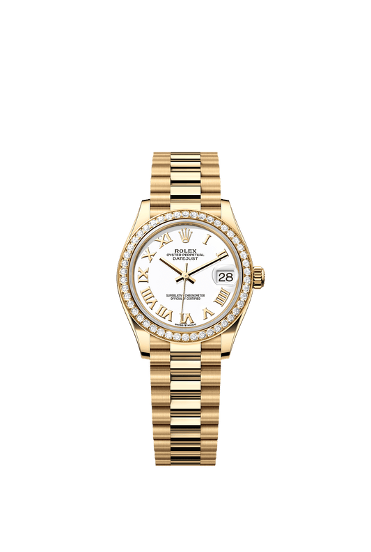 Datejust 31 Oyster Chronometer Watch 31mm 18ct Yellow Gold White Diamond Dial