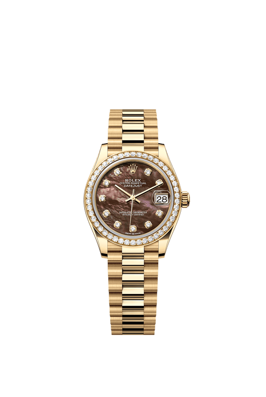 Datejust 31 Oyster Chronometer Watch 31mm 18ct Yellow Gold Black Mother-Of-Pearl Diamond Dial