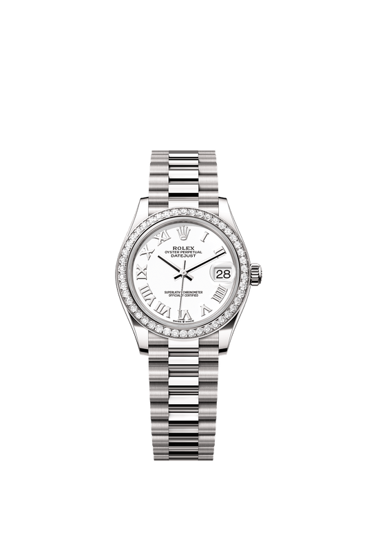 Datejust 31 Oyster Chronometer Watch 31mm 18ct White Gold White Diamond Dial President Bracelet