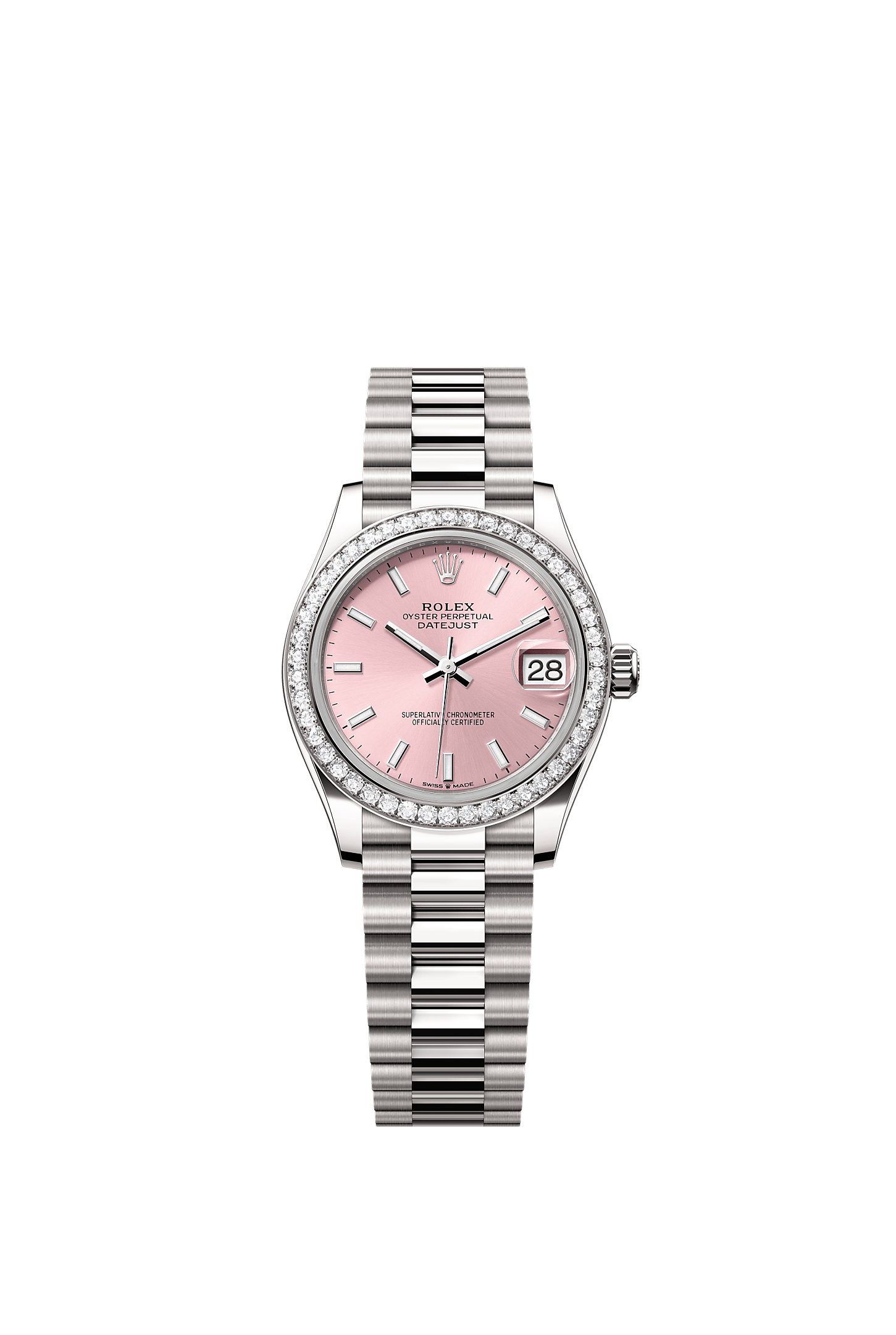 Datejust 31 Oyster Chronometer Watch 31mm 18ct White Gold Pink Diamond Dial