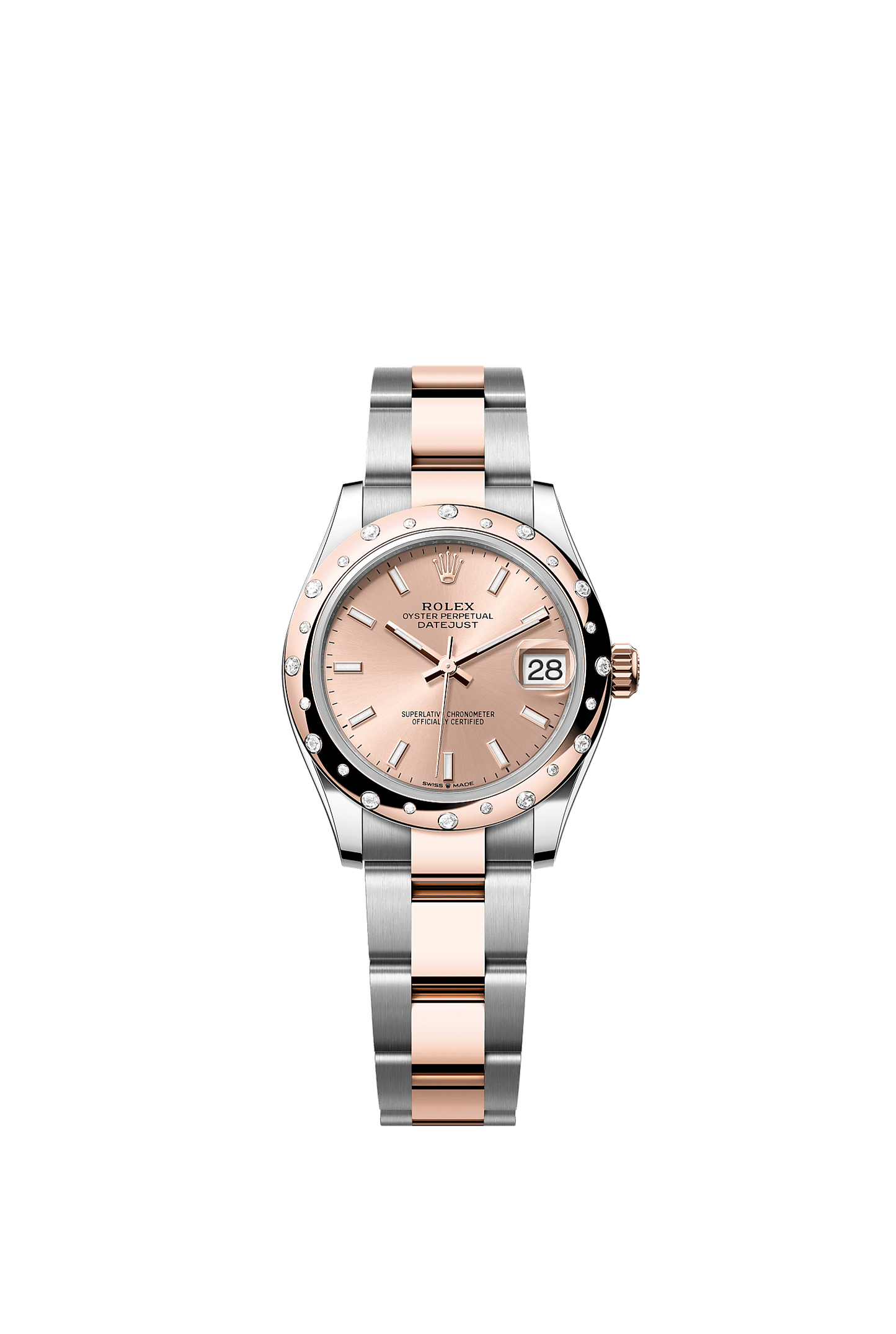 Datejust 31 Oystersteel Everose Gold Rosé Sunray Diamond Dial Diamond Bezel Jubilee Bracelet 31mm Self-Winding Watch