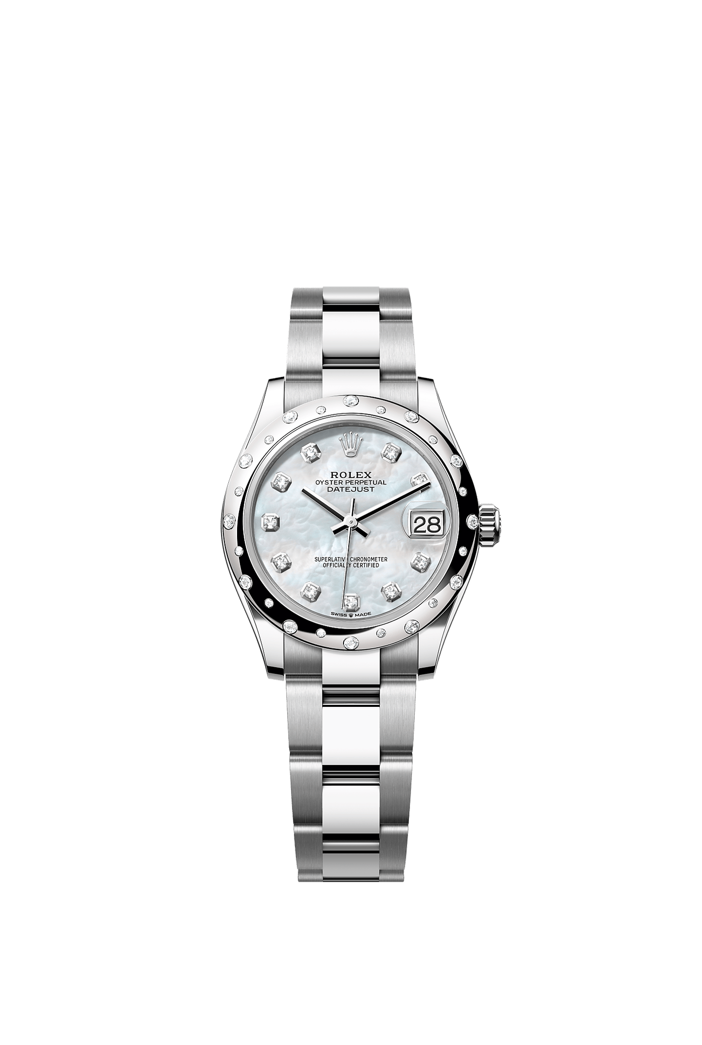 Datejust 31 Oyster Perpetual Chronometer Watch 31mm Oystersteel White Gold White Mother-Of-Pearl Diamond Dial Oyster Bracelet