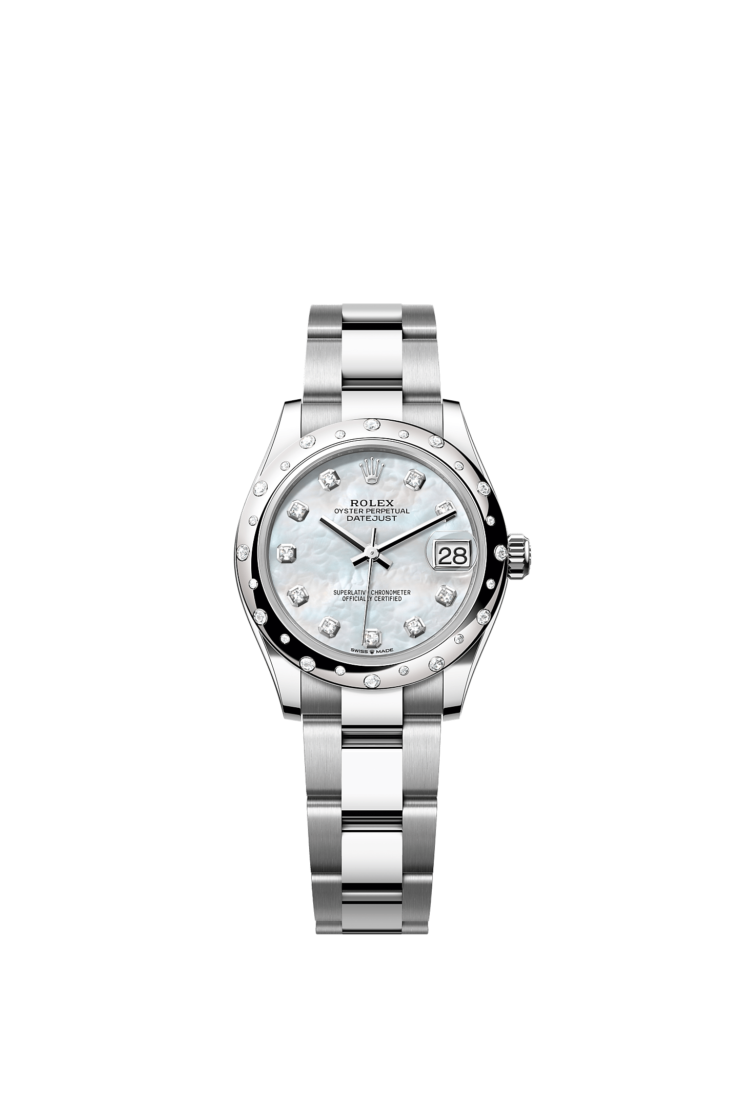 Datejust 31 Oyster Perpetual Chronometer Watch 31mm Oystersteel White Gold White Mother-Of-Pearl Diamond Dial Oyster Bracelet