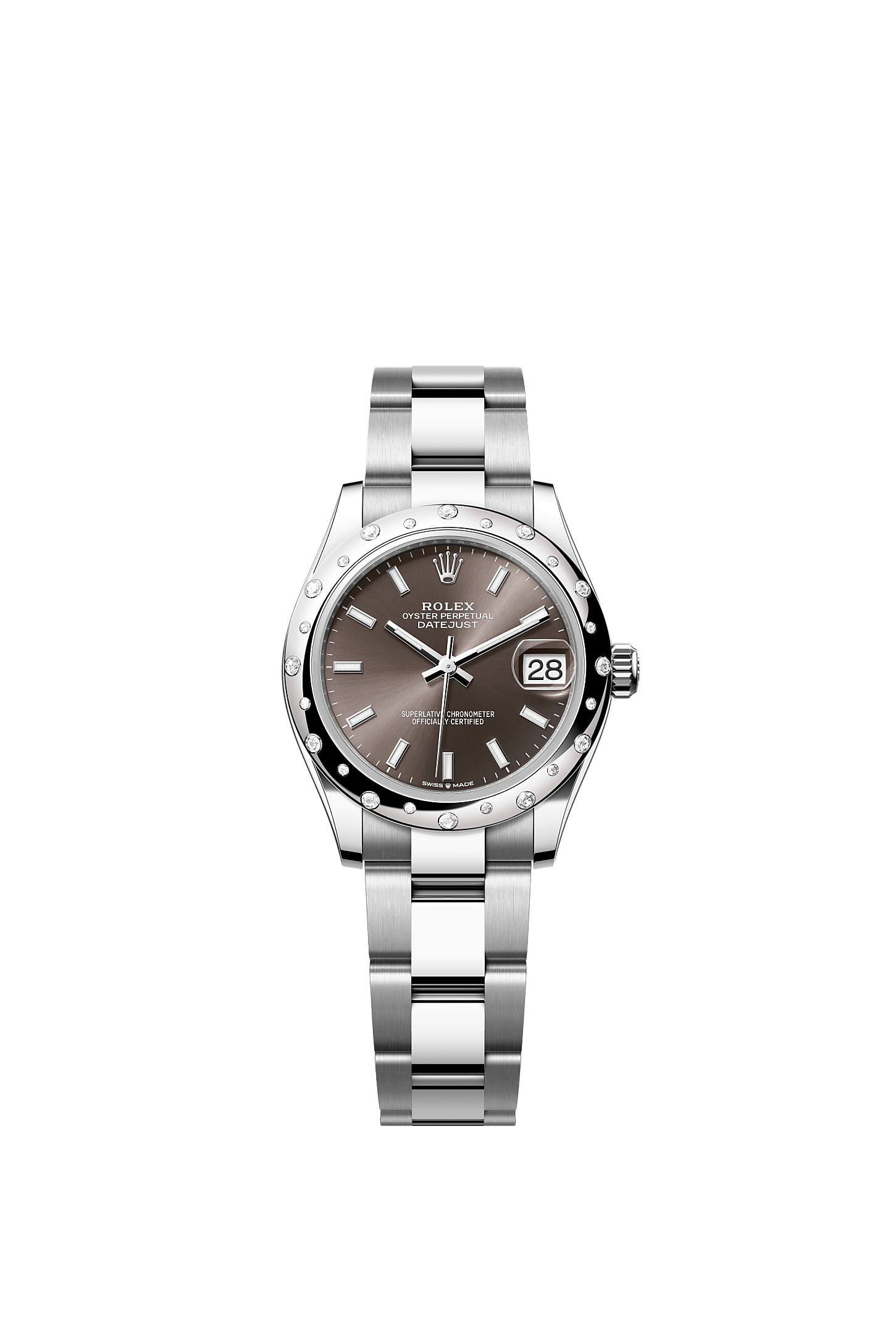 Datejust 31 Oystersteel White Gold Dark Grey Diamond Dial Jubilee Bracelet 31mm Self-Winding Watch