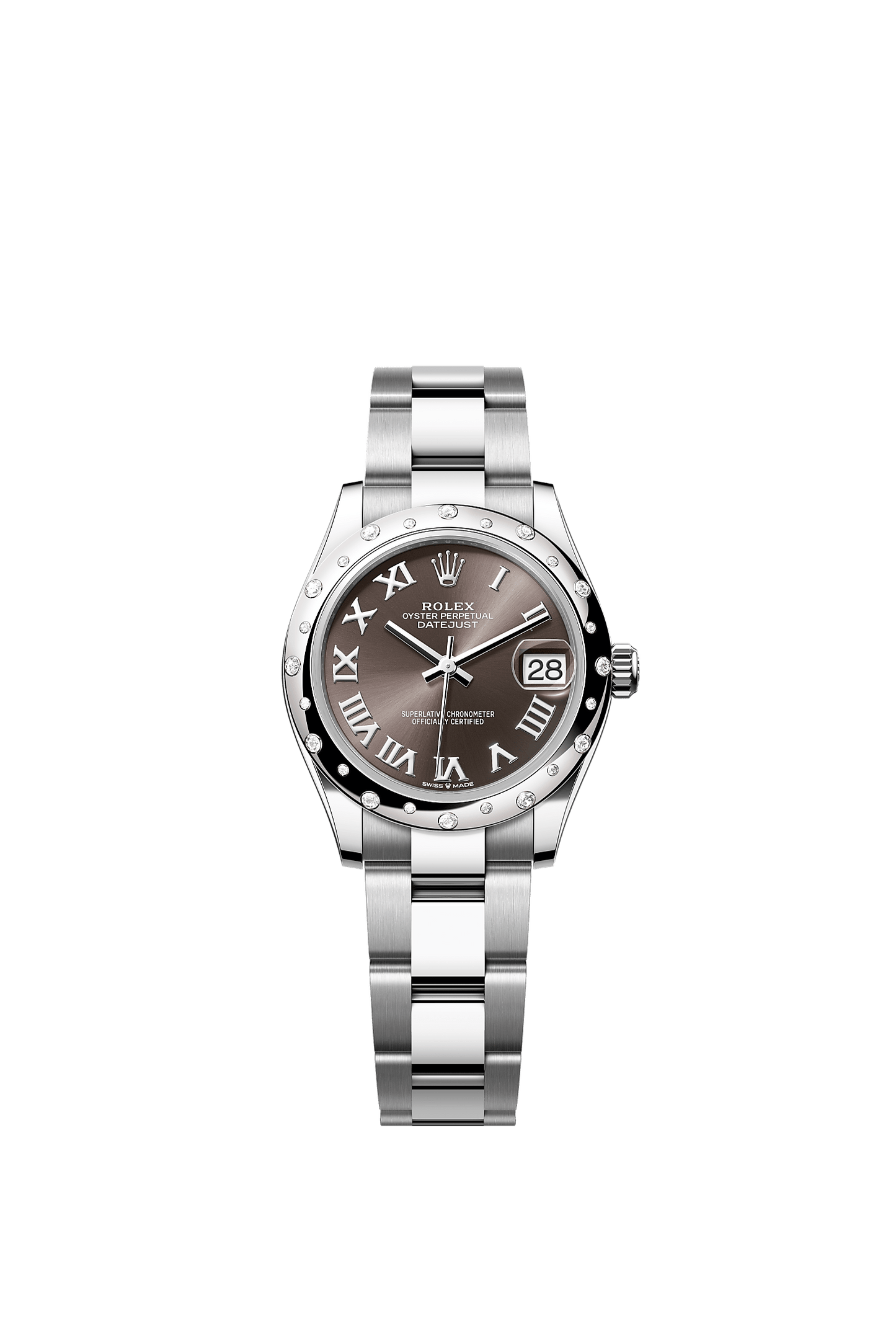 Datejust 31 Oystersteel White Gold Dark Grey Diamond-Set Bezel Oyster Bracelet 31mm Self-Winding Watch