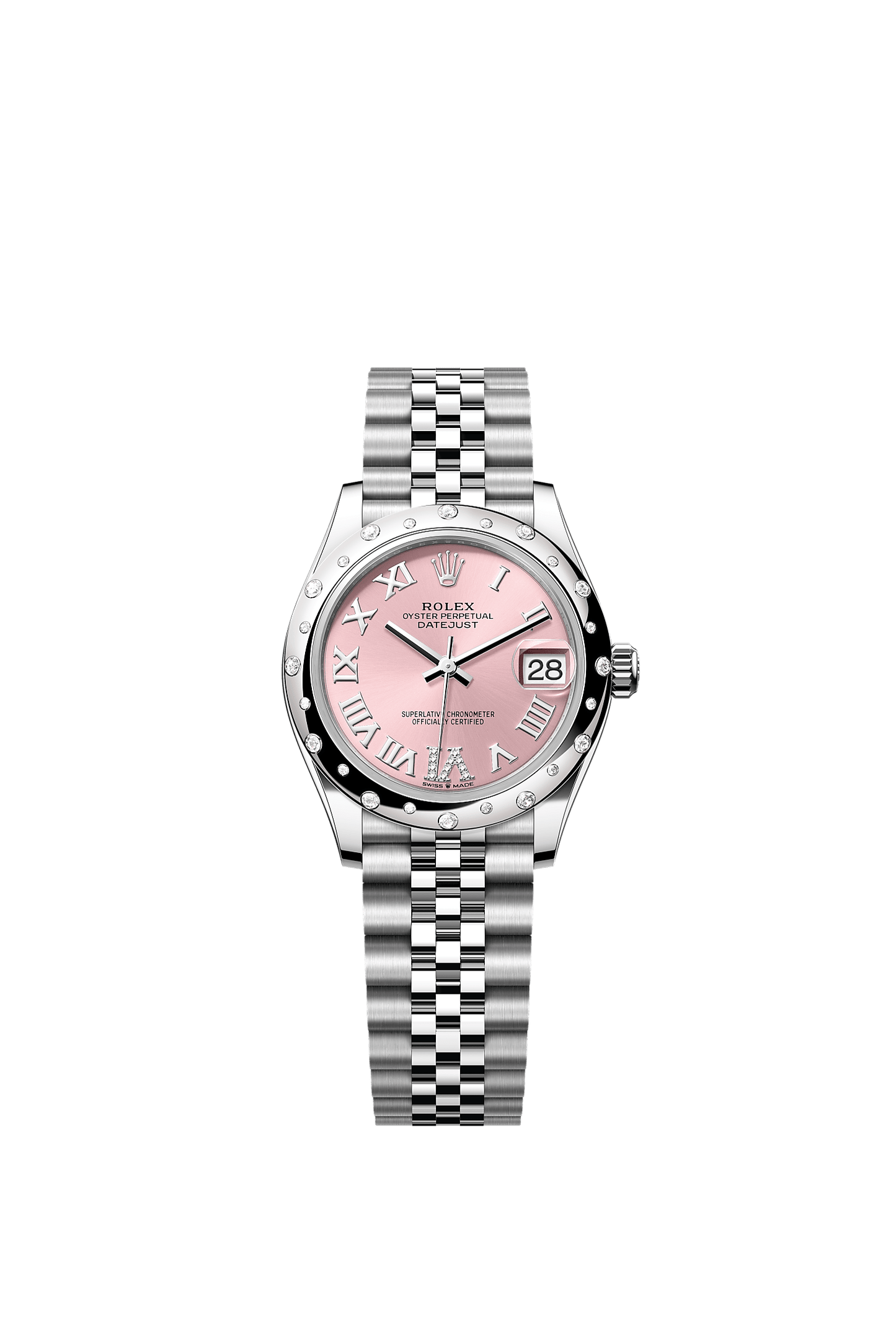 Datejust 31 Oystersteel White Gold Pink Sunray Diamond Dial Jubilee Bracelet 31mm Self-Winding Watch