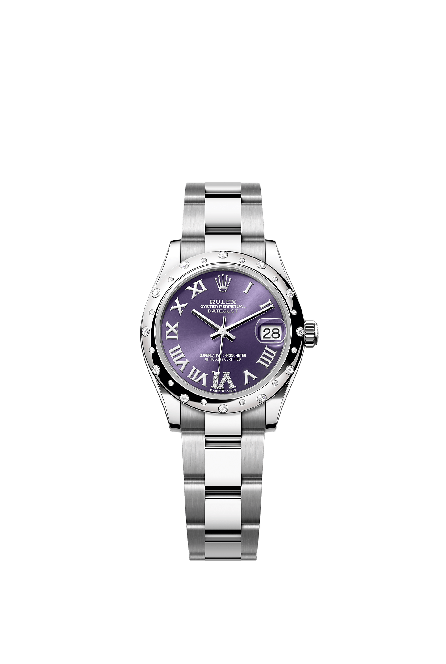 Datejust 31 Oystersteel White Gold Aubergine Diamond Dial Oyster Bracelet 31mm Self-Winding Watch