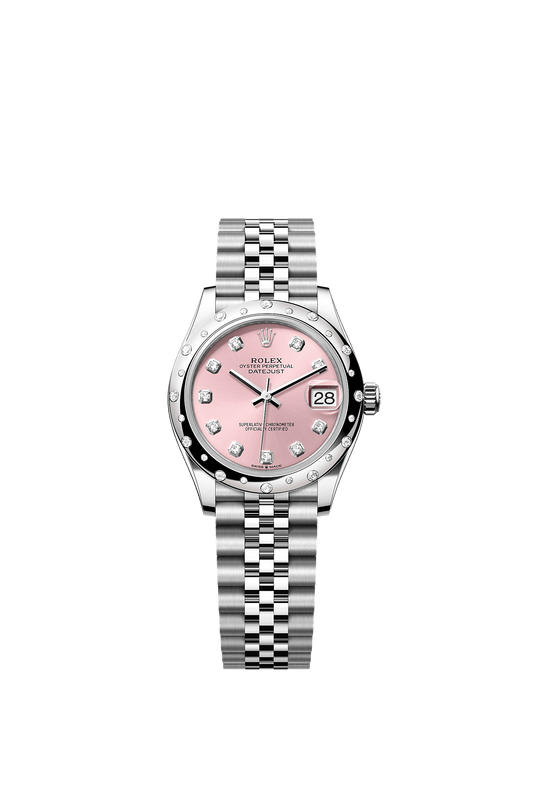 Datejust 31 Oyster Perpetual Chronometer Watch 31mm Oystersteel White Gold Diamond Bezel Pink Diamond Dial Jubilee Bracelet