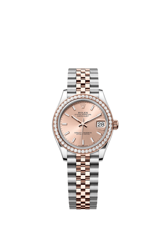 Datejust 31 Oystersteel Everose Gold Rosé Sunray Diamond Dial Diamond-Set Bezel Jubilee Bracelet 31mm Self-Winding Watch