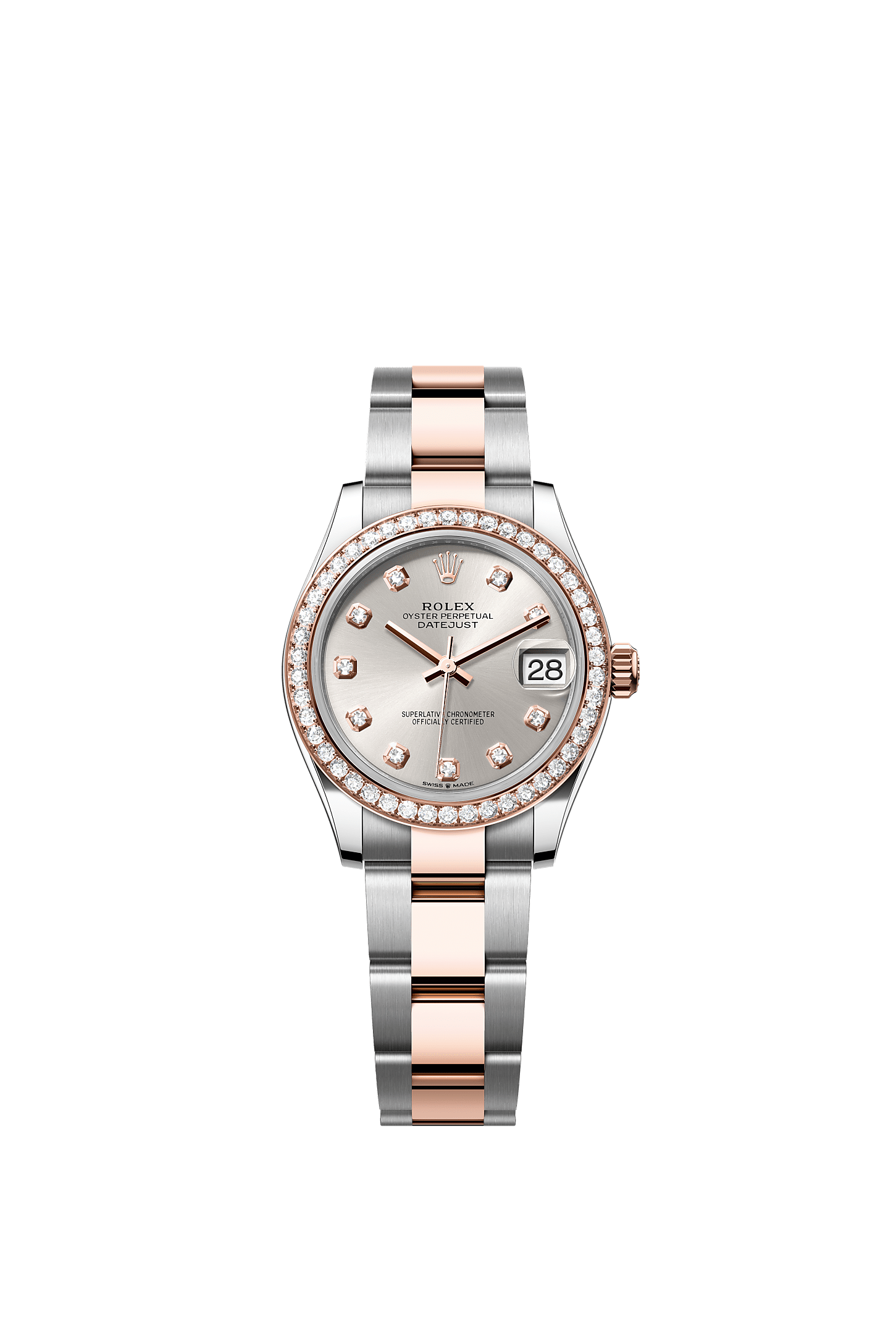 Datejust 31 Oystersteel Everose Gold Silver Diamond Dial Oyster Bracelet 31mm Self-Winding Watch