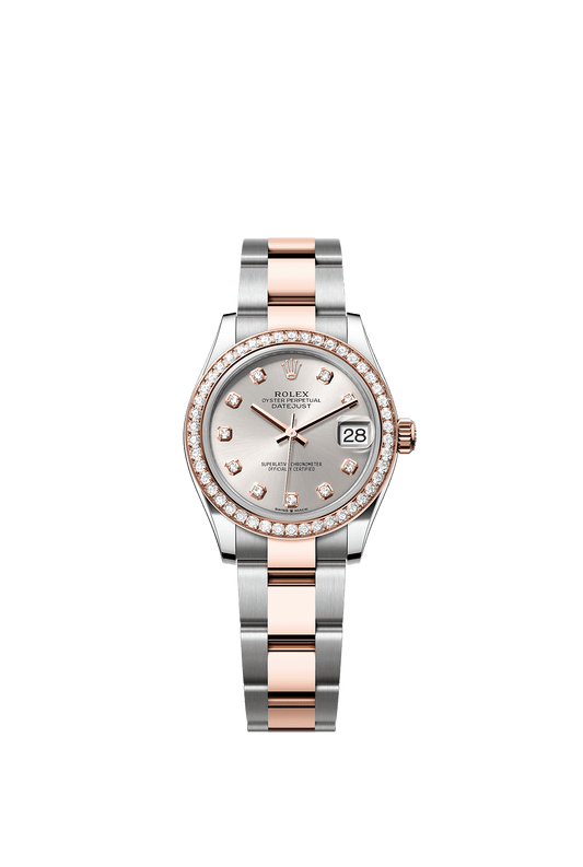 Datejust 31 Oystersteel Everose Gold Silver Diamond Dial Oyster Bracelet 31mm Self-Winding Watch