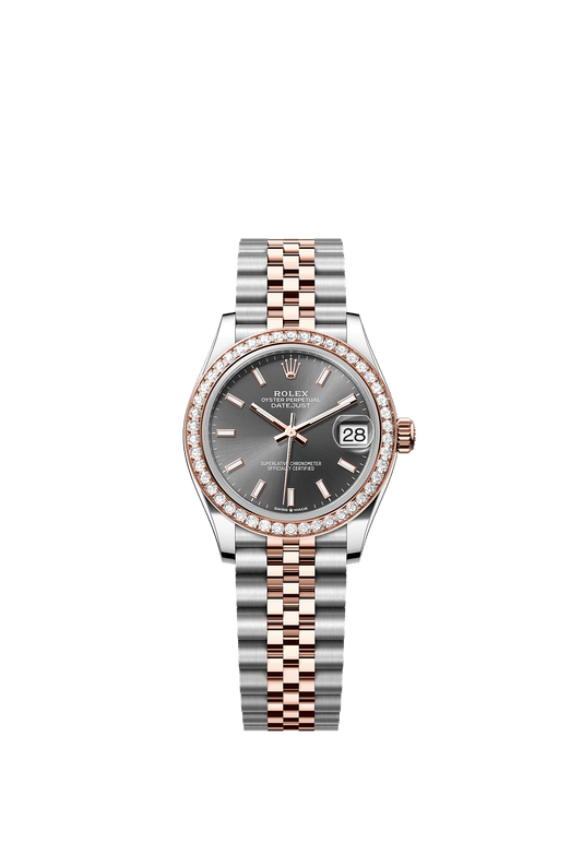Datejust 31 Oystersteel Everose Gold Slate Sunray Diamond Dial Diamond-Set Bezel Jubilee Bracelet 31mm Self-Winding Watch