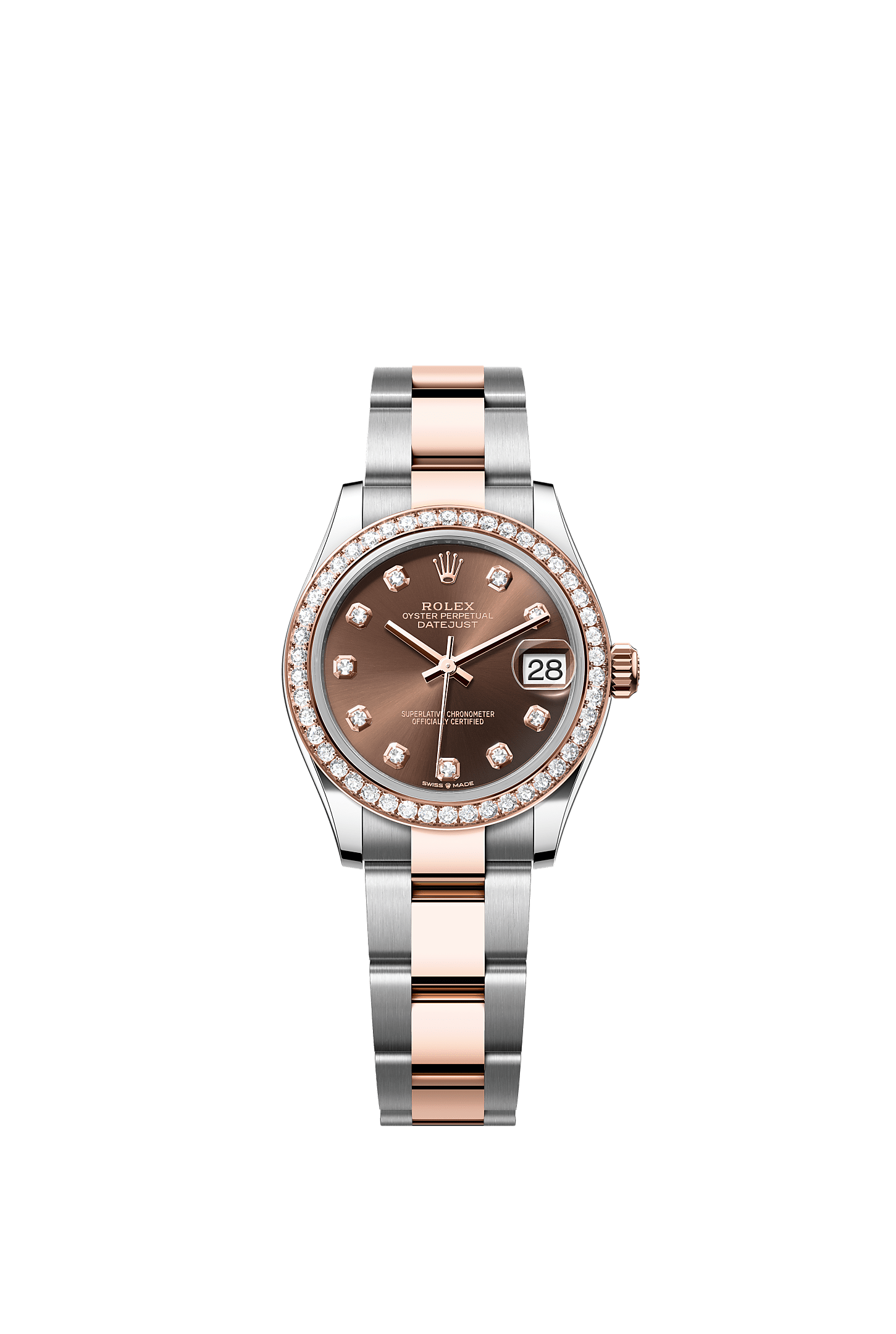 Datejust 31 Oystersteel Everose Gold Chocolate Diamond Dial Diamond-Set Bezel Oyster Bracelet 31mm Self-Winding Watch