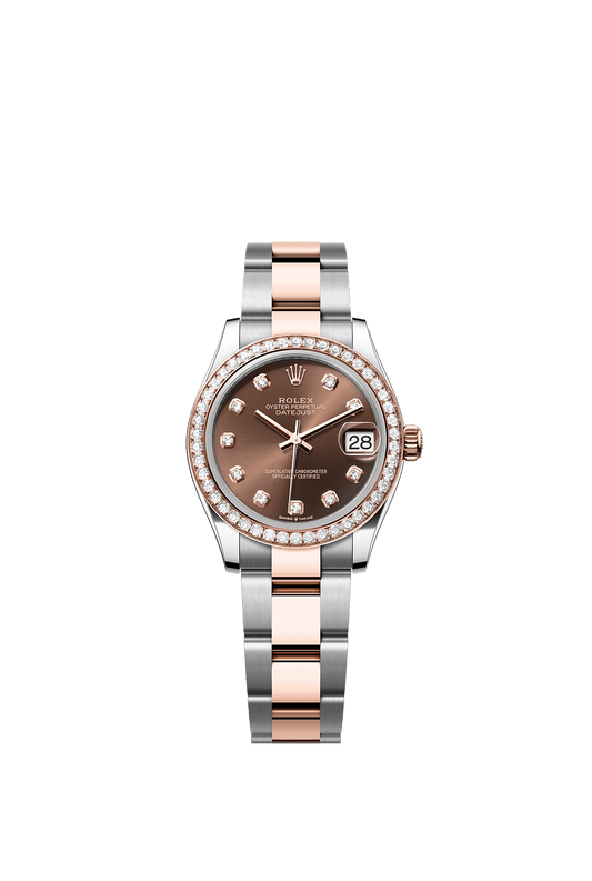Datejust 31 Oystersteel Everose Gold Chocolate Diamond Dial Diamond-Set Bezel Oyster Bracelet 31mm Self-Winding Watch