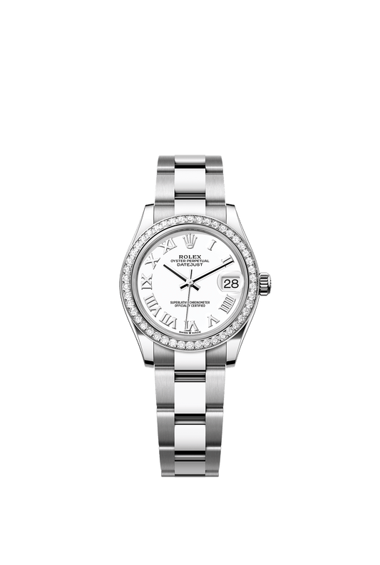 Datejust 31 Oyster Perpetual Chronometer Watch 31mm Oystersteel White Gold Diamond Bezel White Dial Oyster Bracelet
