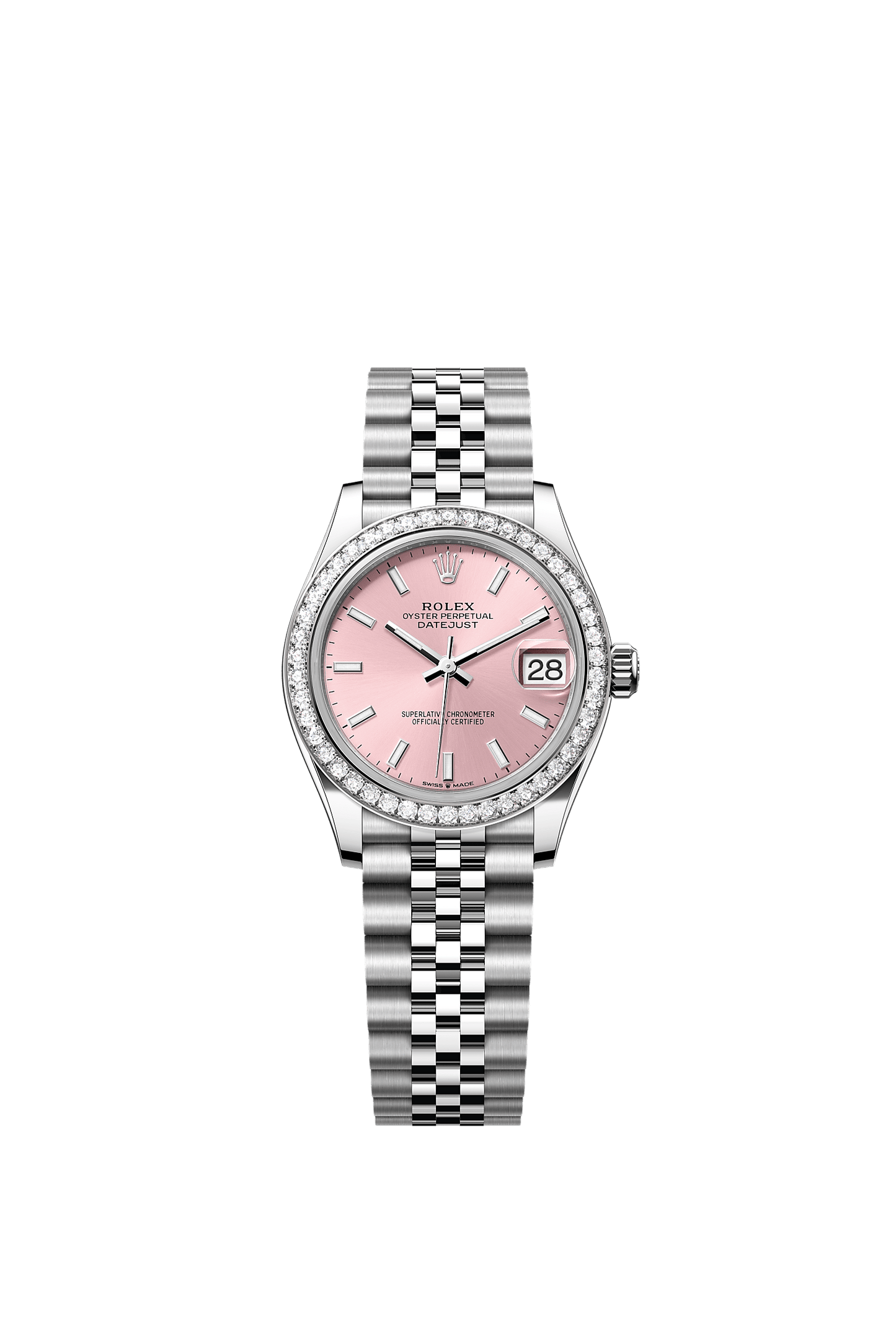 Datejust 31 Oystersteel White Gold Pink Sunray Diamond Dial Jubilee Bracelet 31mm Self-Winding Watch