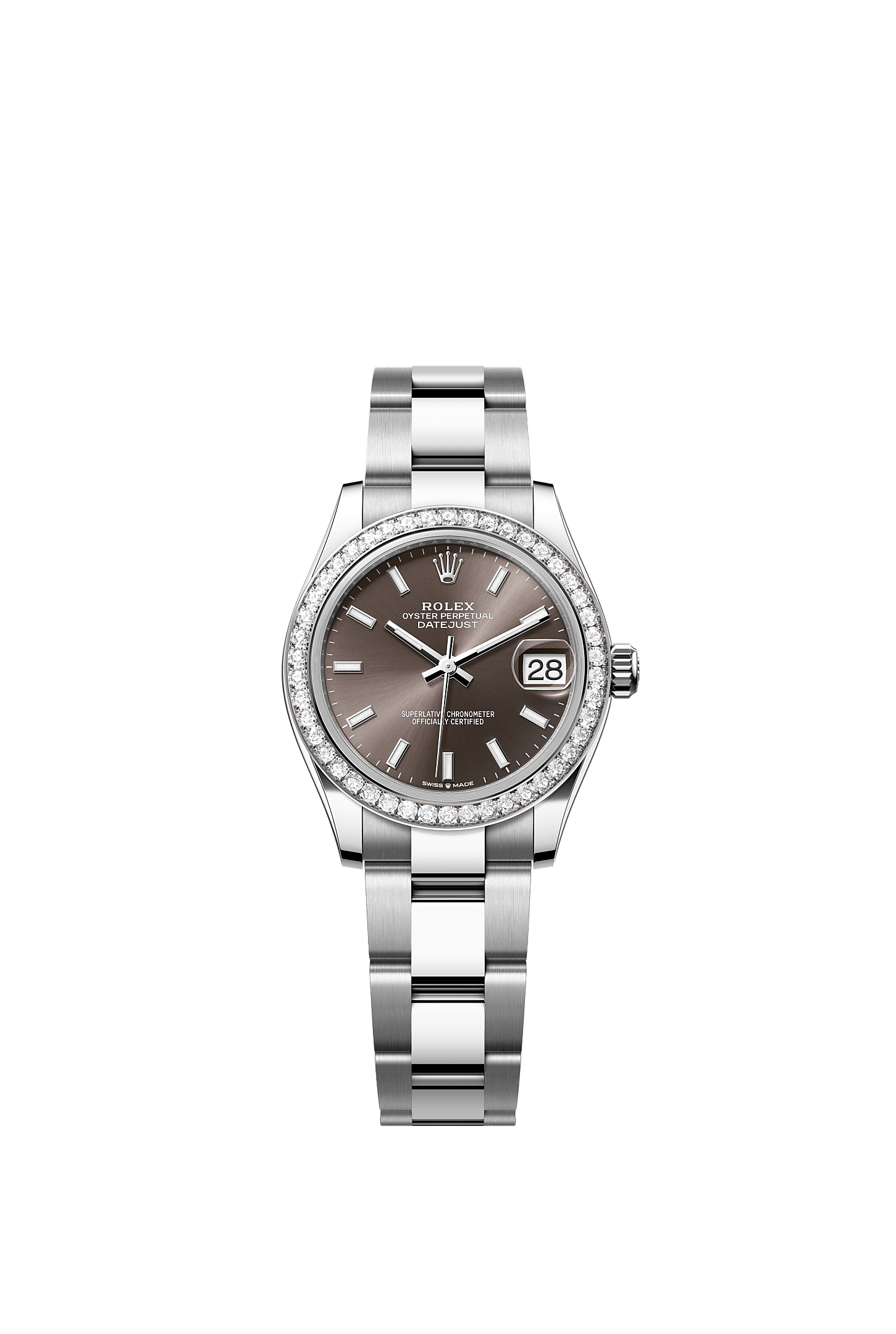 Datejust 31 Oyster Perpetual Chronometer Watch 31mm Oystersteel White Gold Diamond Bezel Dark Grey Dial Oyster Bracelet