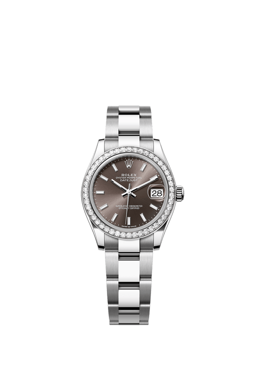 Datejust 31 Oyster Perpetual Chronometer Watch 31mm Oystersteel White Gold Diamond Bezel Dark Grey Dial Oyster Bracelet