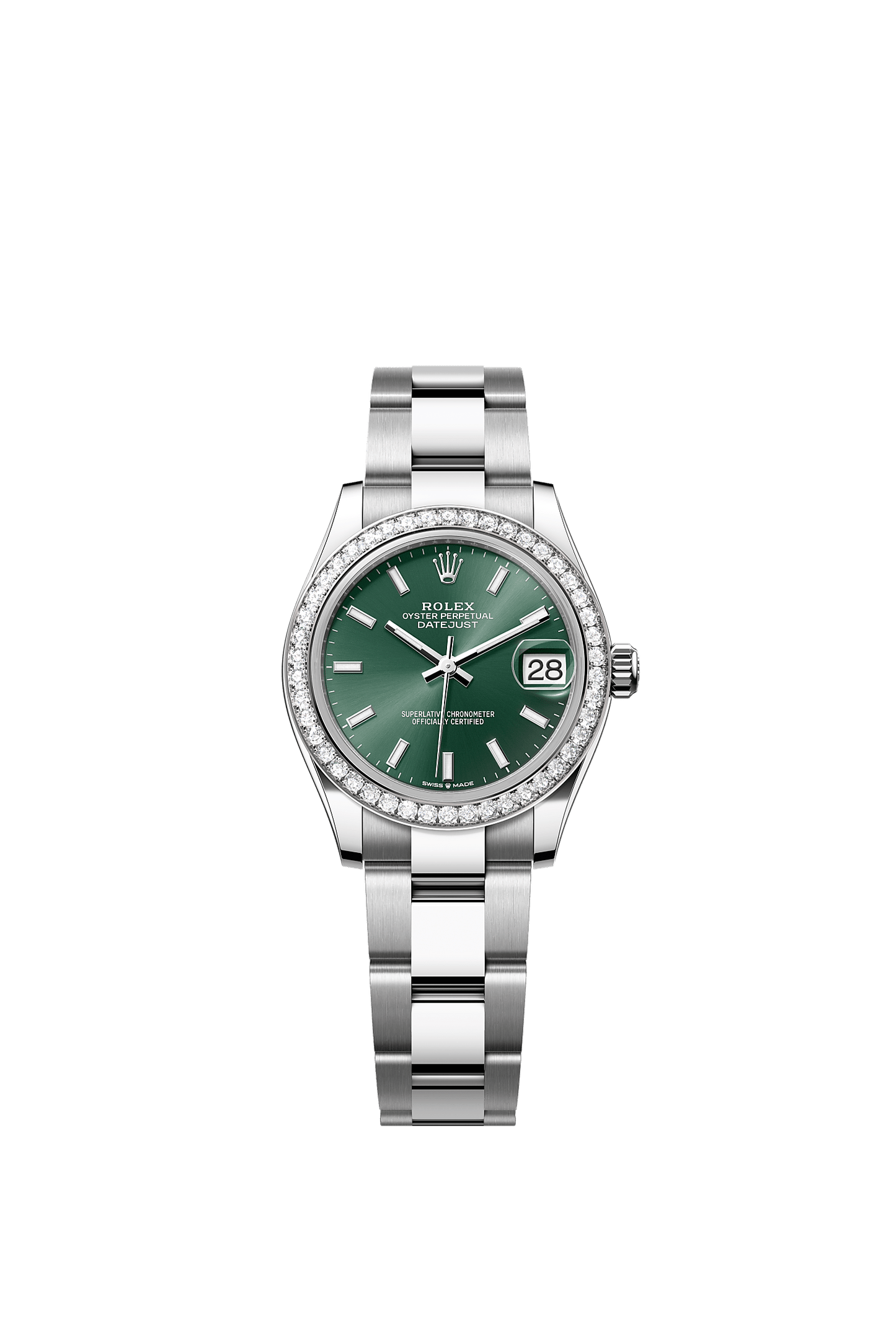 Datejust 31 Oyster Perpetual Chronometer Watch 31mm Oystersteel White Gold Mint Green Diamond Dial Oyster Bracelet