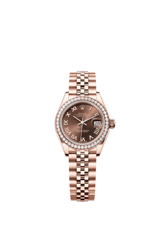 Lady-Datejust Oyster Chronometer Watch 28mm 18ct Everose Gold Chocolate Diamond Dial Jubilee Bracelet