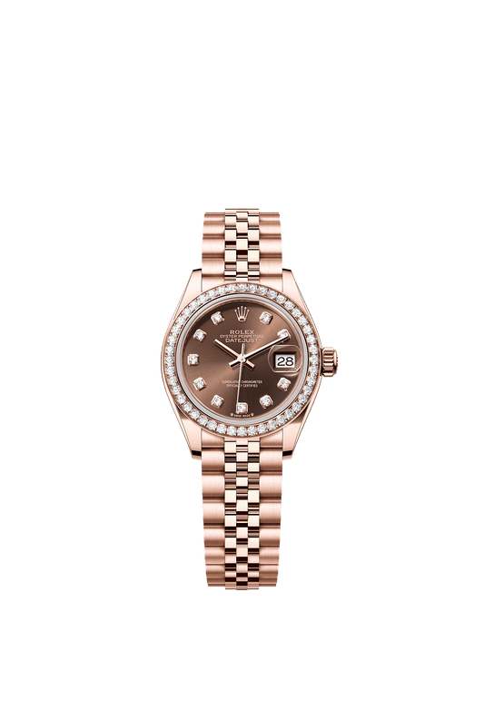 Lady-Datejust Oyster Chronometer Watch 28mm 18ct Everose Gold Chocolate Diamond Dial Jubilee Bracelet