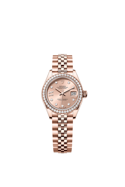 Lady-Datejust Oyster Chronometer Watch 28mm 18ct Everose Gold Chocolate Diamond Dial Jubilee Bracelet