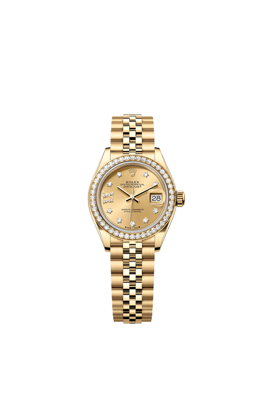 Lady-Datejust Oyster Chronometer Watch 28mm 18ct Yellow Gold Champagne Diamond Dial Jubilee Bracelet