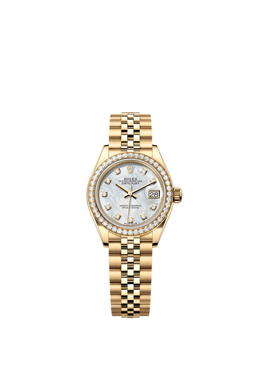 Lady-Datejust Oyster Chronometer Watch 28mm 18ct Yellow Gold White Mother-Of-Pearl Diamond Dial Jubilee Bracelet