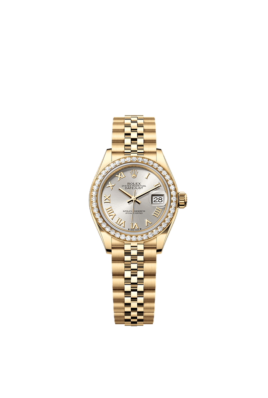 Lady-Datejust Oyster Chronometer Watch 28mm 18ct Yellow Gold Silver Diamond Dial Jubilee Bracelet
