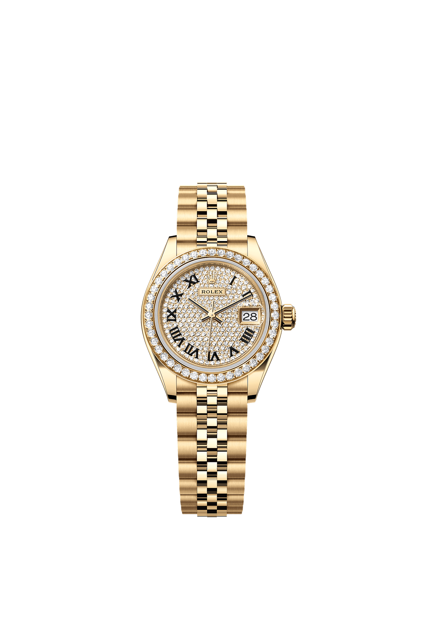 Lady-Datejust Oyster Chronometer Watch 28mm 18ct Yellow Gold Diamond-Paved Dial Jubilee Bracelet