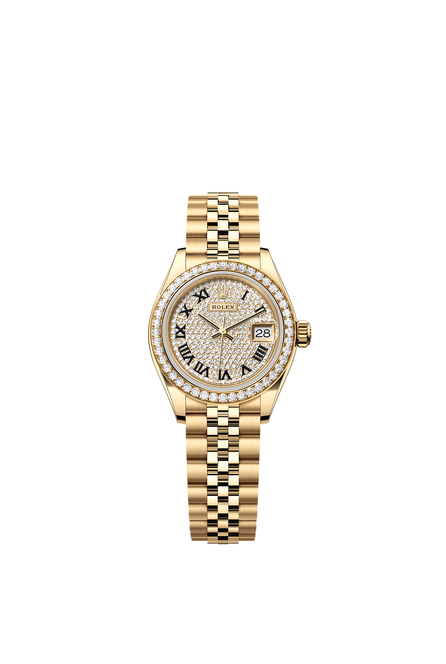 Lady-Datejust Oyster Chronometer Watch 28mm 18ct Yellow Gold Diamond-Paved Dial Jubilee Bracelet