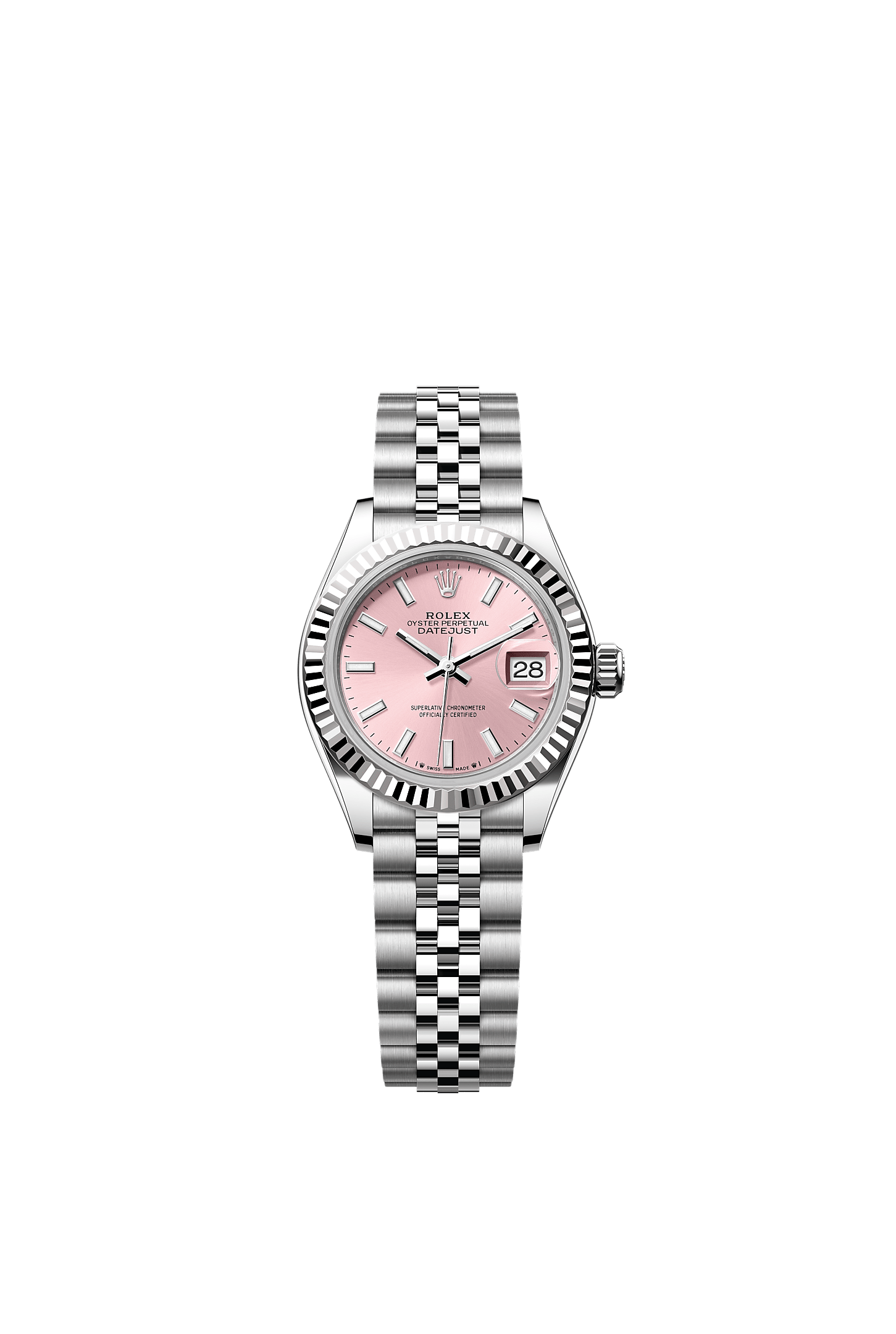 Lady-Datejust 28 Oystersteel White Gold Pink Dial Jubilee Bracelet 28mm Self-Winding Watch
