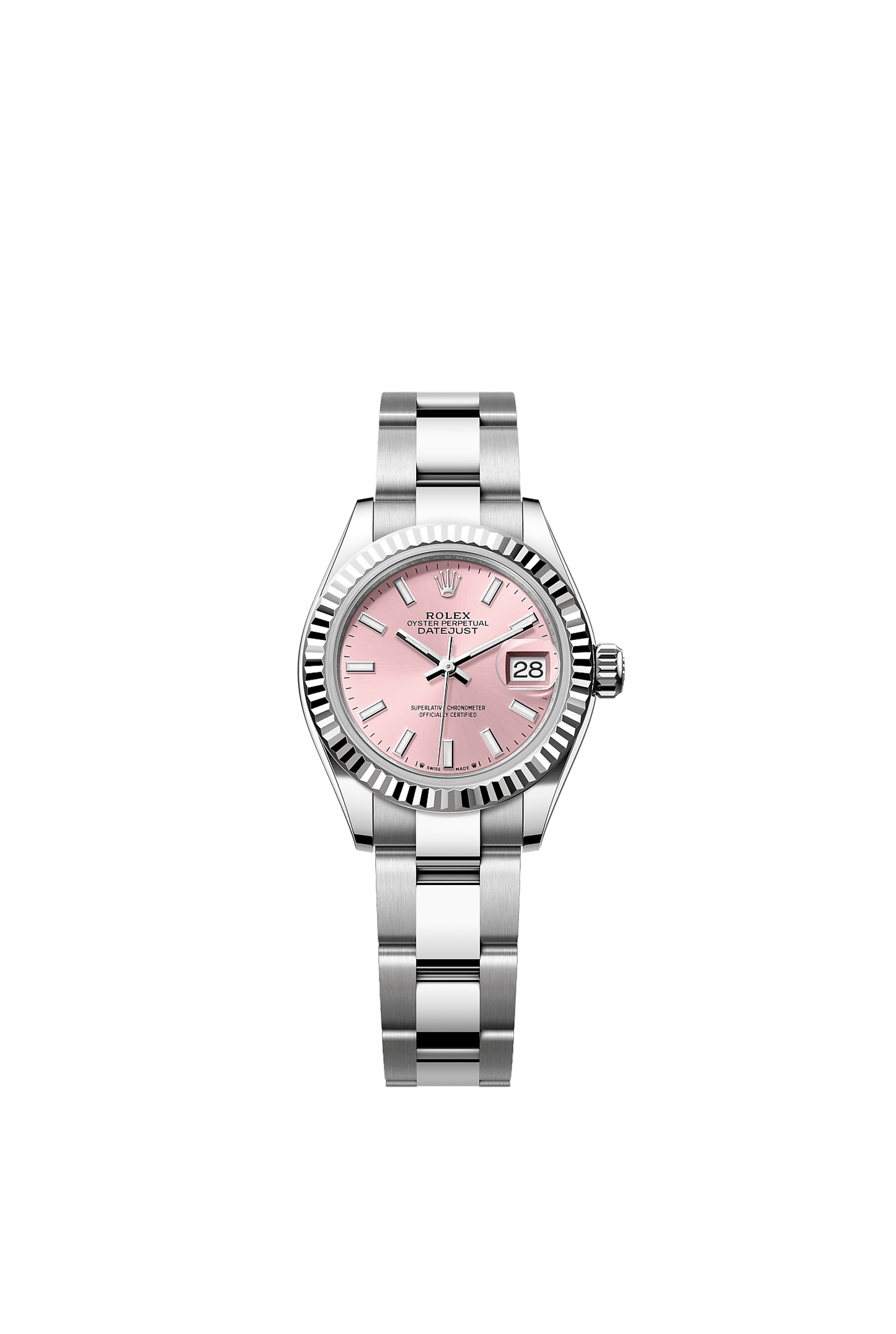 Lady-Datejust 28 Oystersteel White Gold Pink Dial Oyster Bracelet 28mm Self-Winding Watch
