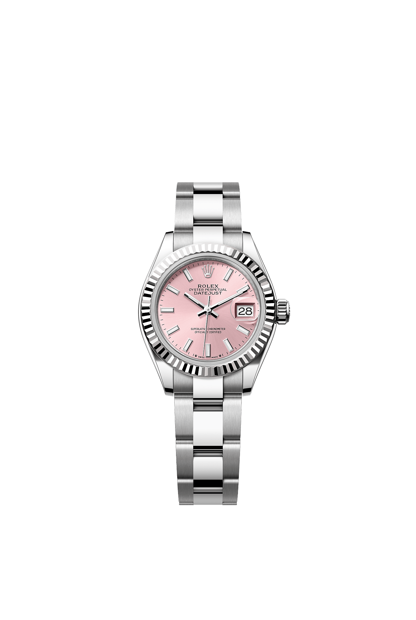 Lady-Datejust 28 Oystersteel White Gold Pink Dial Oyster Bracelet 28mm Self-Winding Watch