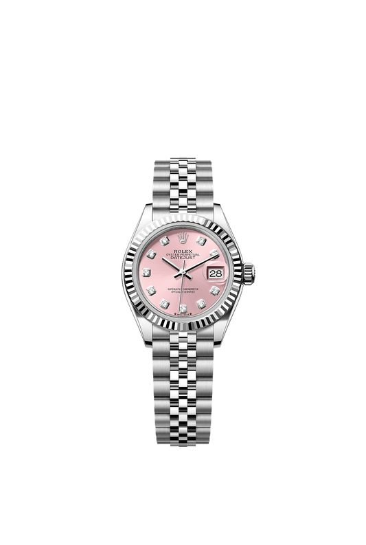 Lady-Datejust 28 Oystersteel White Gold Pink Diamond Dial Jubilee Bracelet 28mm Self-Winding Watch
