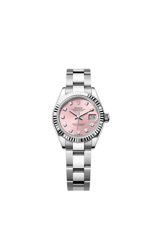 Lady-Datejust 28 Oystersteel White Gold Pink Diamond Dial Oyster Bracelet 28mm Self-Winding Watch