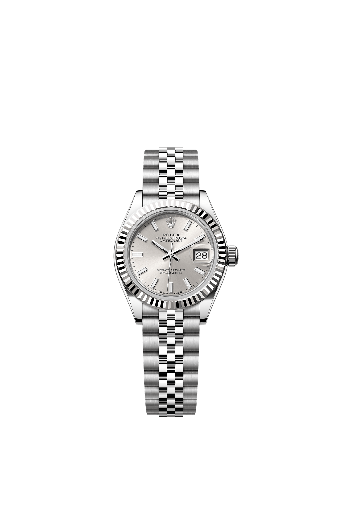 Lady-Datejust 28 Oystersteel White Gold Silver Dial Jubilee Bracelet 28mm Self-Winding Watch