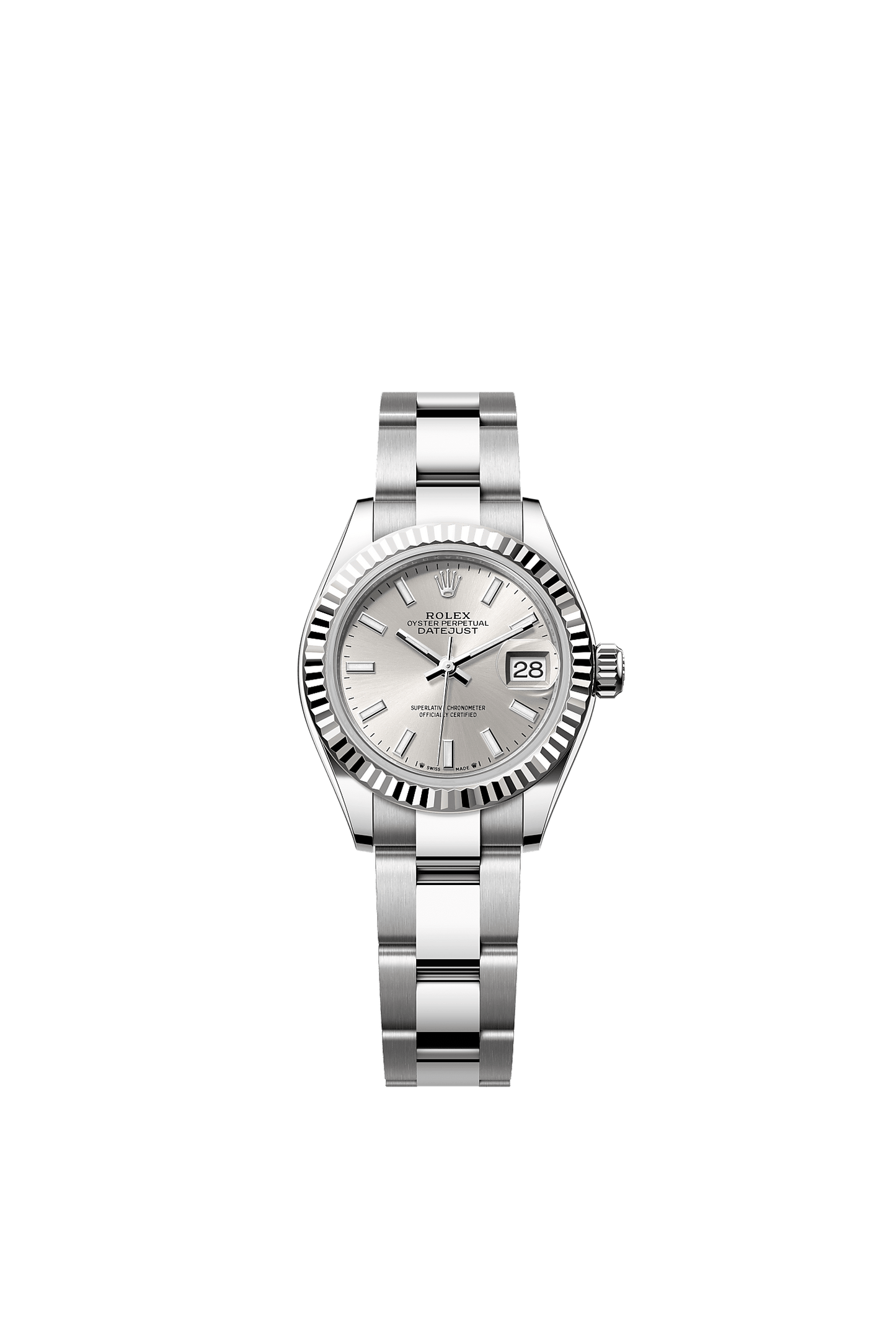 Lady-Datejust 28 Oystersteel White Gold Silver Dial Oyster Bracelet 28mm Self-Winding Watch