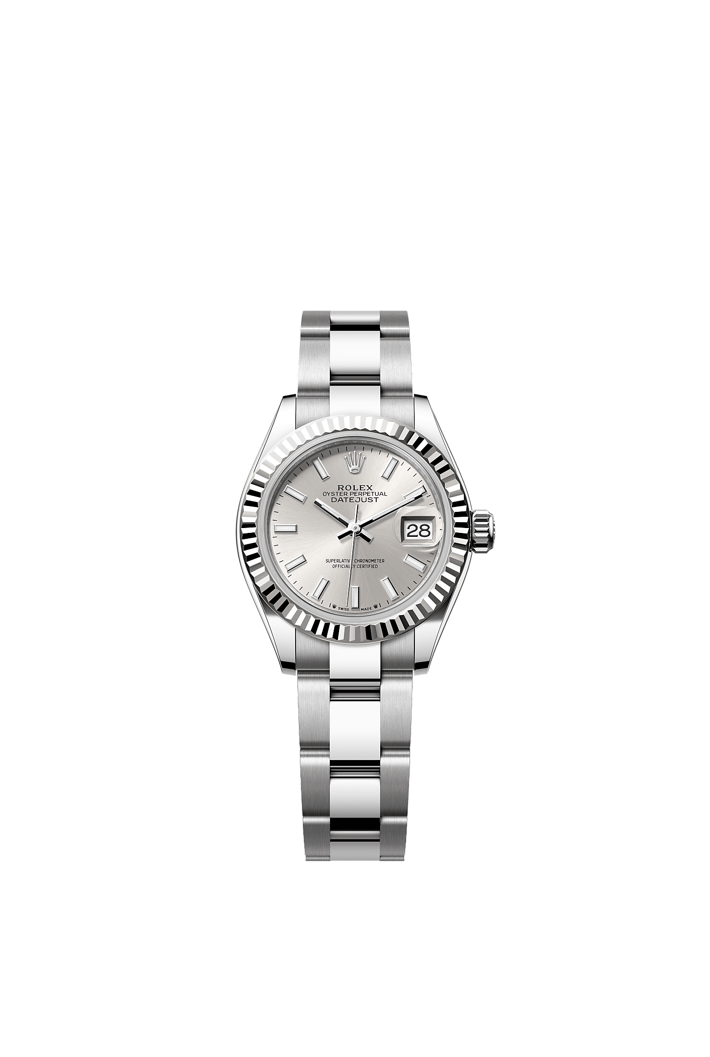 Lady-Datejust 28 Oystersteel White Gold Silver Dial Oyster Bracelet 28mm Self-Winding Watch