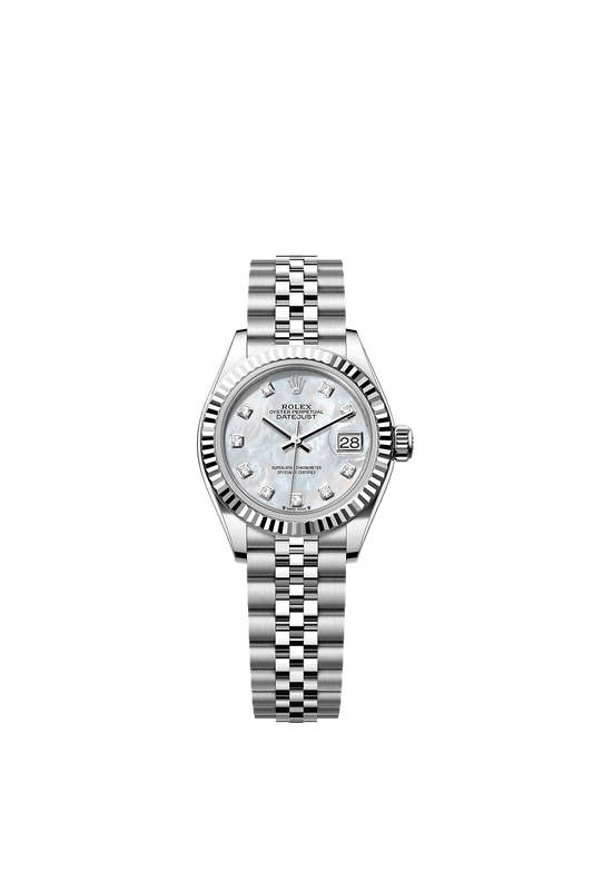 Lady-Datejust 28 Oystersteel White Gold White Mother-Of-Pearl Diamond Dial Jubilee Bracelet 28mm Self-Winding Watch