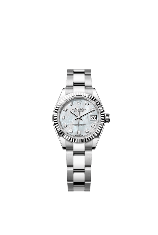Lady-Datejust 28 Oystersteel White Gold White Mother-Of-Pearl Diamond Dial Oyster Bracelet 28mm Self-Winding Watch