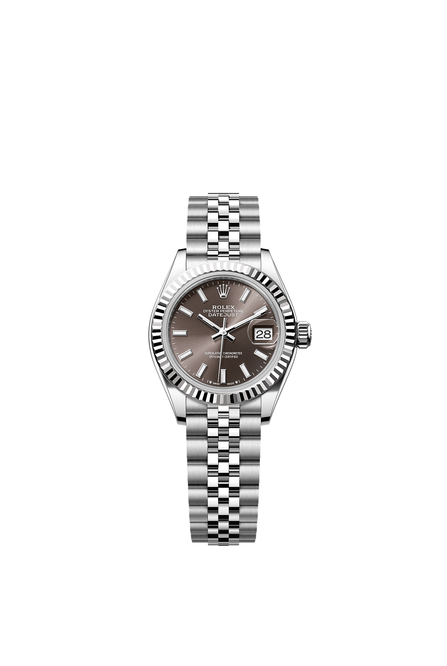 Lady-Datejust 28 Oystersteel White Gold Dark Grey Dial Jubilee Bracelet 28mm Self-Winding Watch