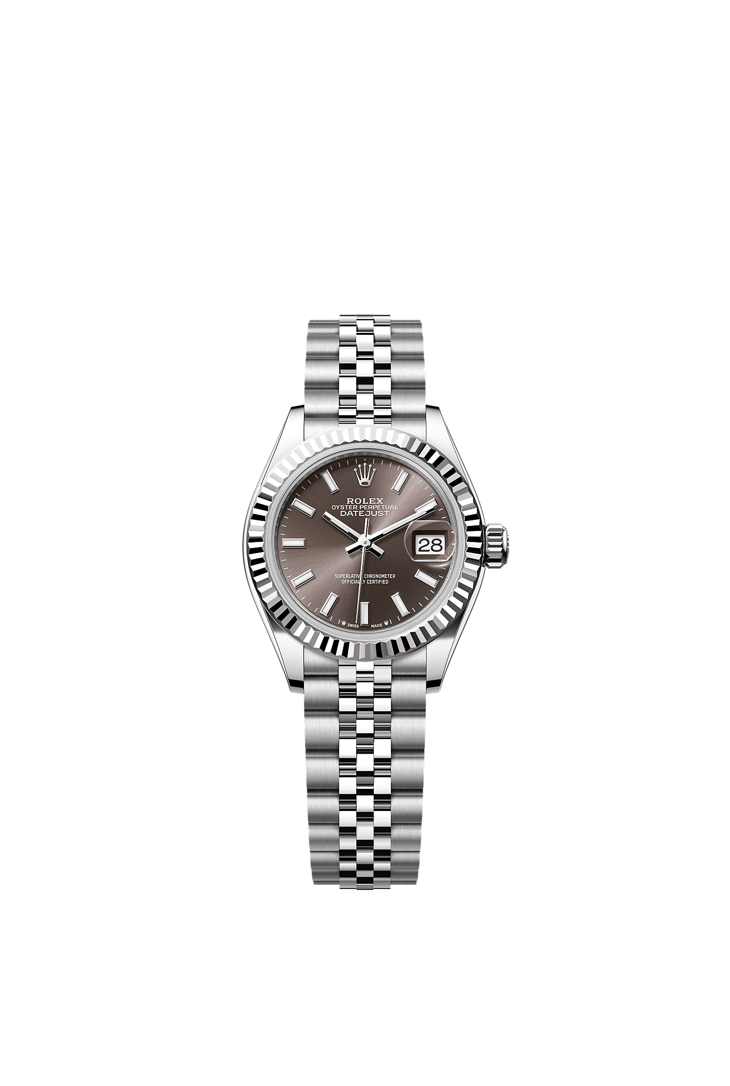 Lady-Datejust 28 Oystersteel White Gold Dark Grey Dial Jubilee Bracelet 28mm Self-Winding Watch