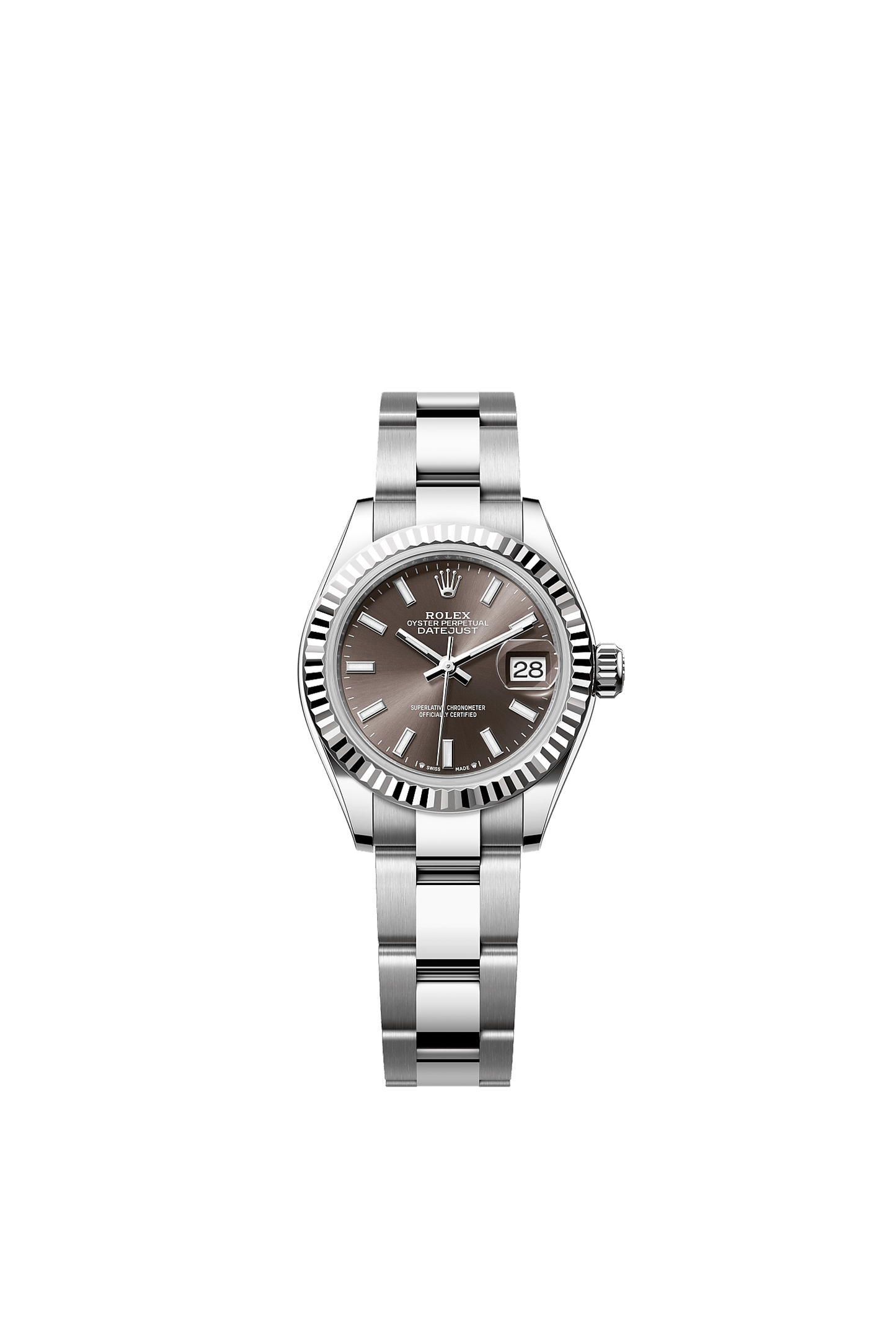 Lady-Datejust 28 Oystersteel White Gold Dark Grey Dial Oyster Bracelet 28mm Self-Winding Watch