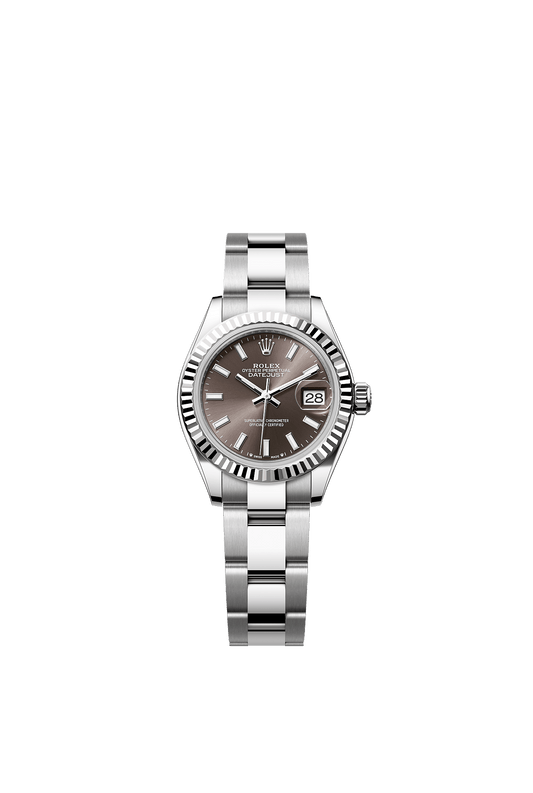 Lady-Datejust 28 Oystersteel White Gold Dark Grey Dial Oyster Bracelet 28mm Self-Winding Watch