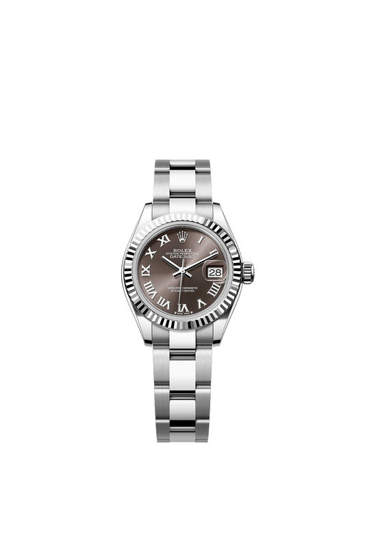 Lady-Datejust 28 Oystersteel White Gold Dark Grey Dial Oyster Bracelet 28mm Self-Winding Watch