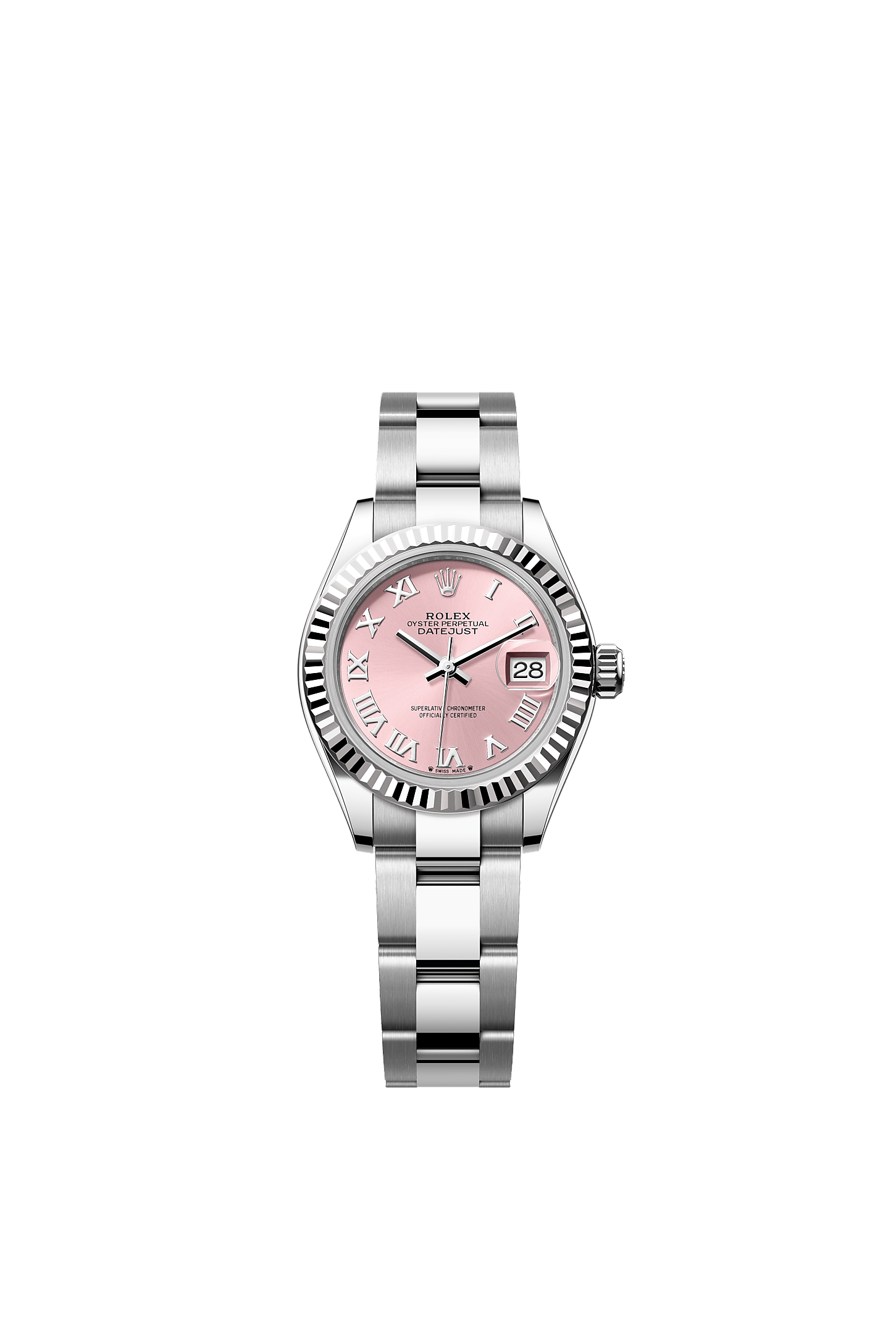 Lady-Datejust 28 Oystersteel White Gold Pink Dial Oyster Bracelet 28mm Self-Winding Watch