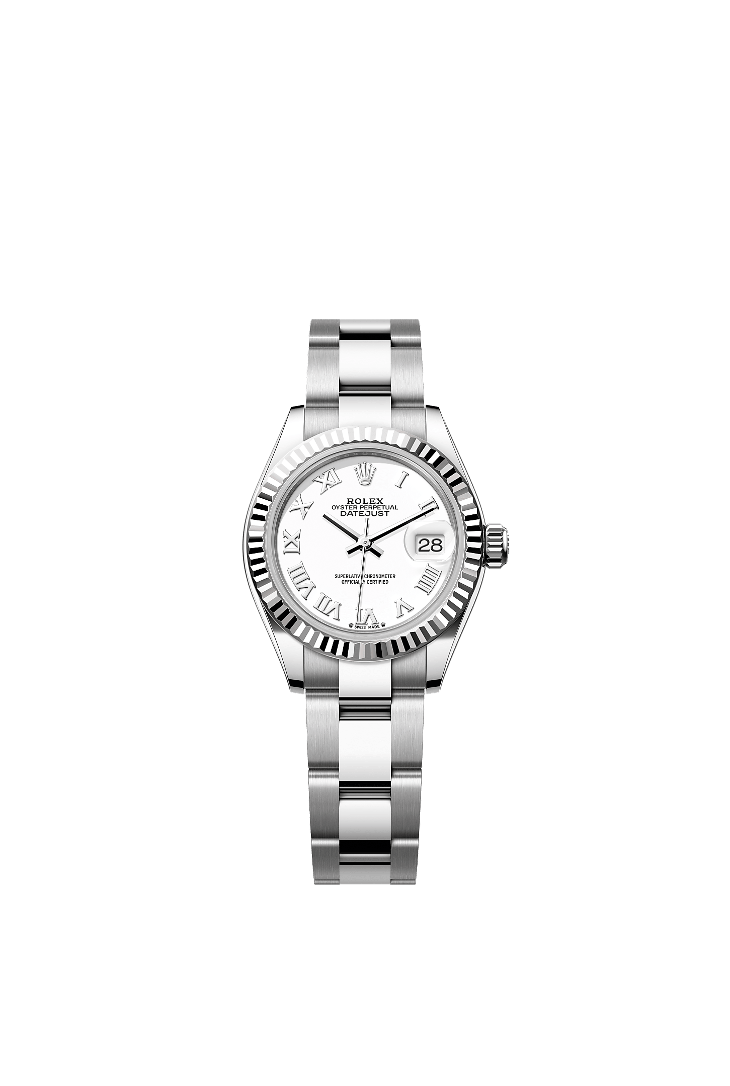 Lady-Datejust 28 Oystersteel White Gold White Lacquered Dial Oyster Bracelet 28mm Self-Winding Watch