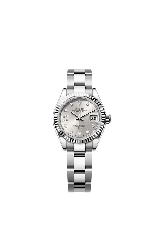 Lady-Datejust 28 Oystersteel White Gold Silver Diamond Dial Oyster Bracelet 28mm Self-Winding Watch