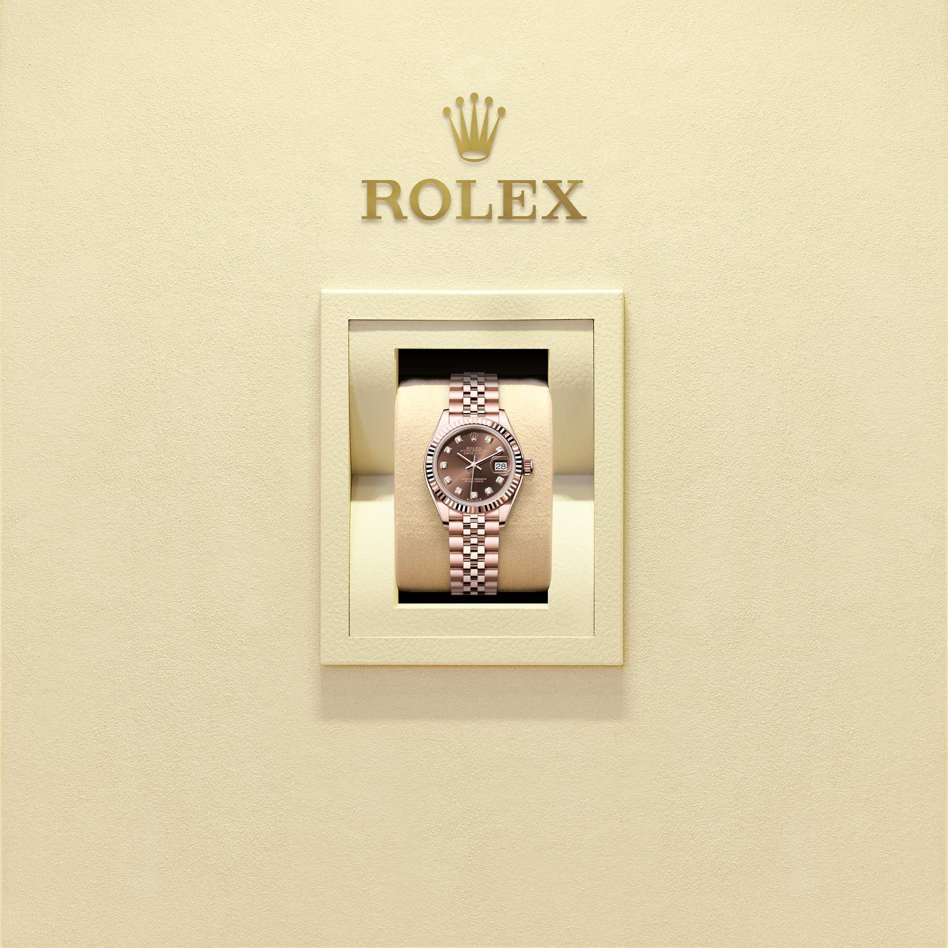 Lady-Datejust Oyster Chronometer Watch 28mm 18ct Everose Gold Chocolate Diamond Dial Jubilee Bracelet